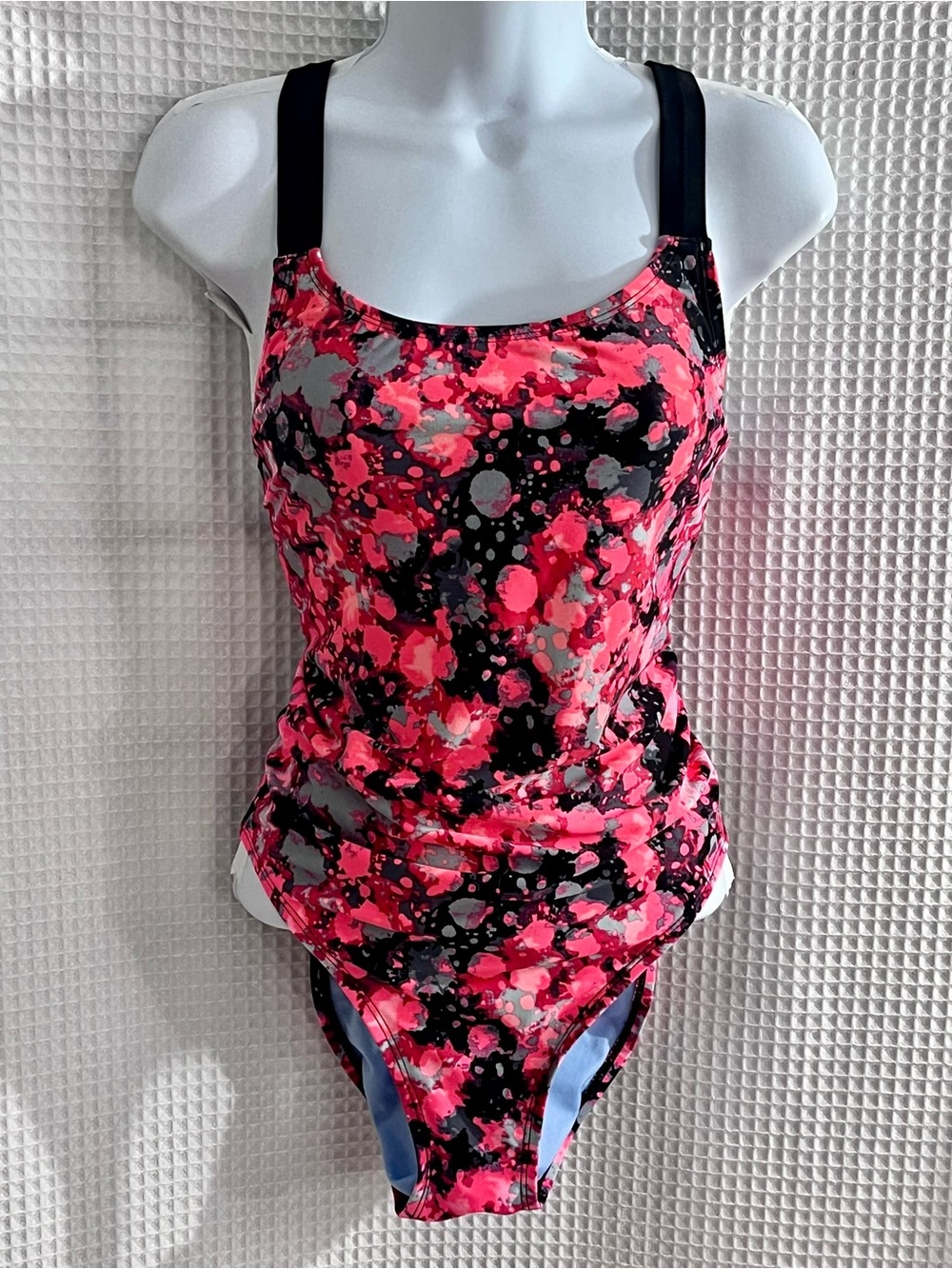 C9 by Champion Pink, Black & Gray Floral Splash One-Piece Swimsuit size XL
